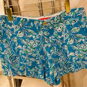 Lilly Pulitzer Blue and Green Patterned Women Shorts